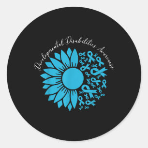 Sunflower Blue Ribbon Developmental Disabilities A Classic Round Sticker