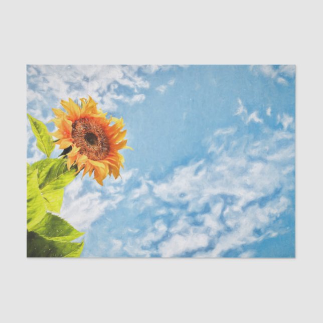 Sunflower Blue Sky And Clouds Decoupage Fine Art Tissue Paper (Front)