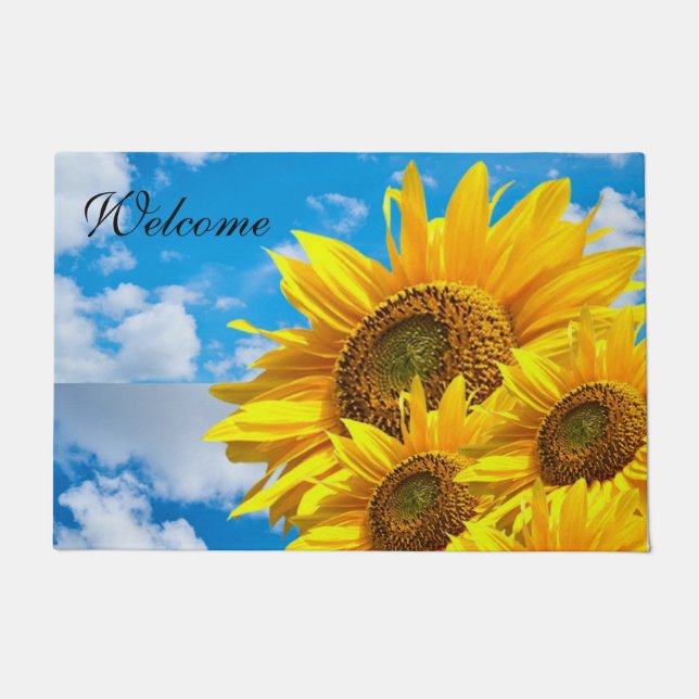 Sunflower Blue Sky  Door Mat (Front)
