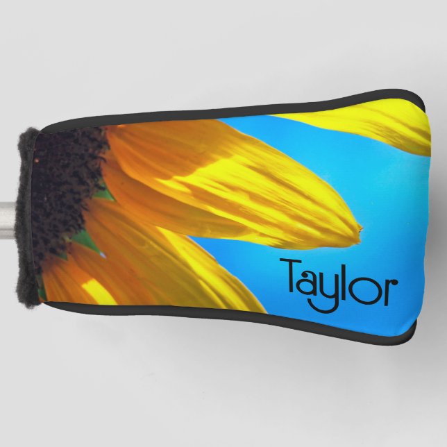 Sunflower Blue Sky Personalised Golf Head Cover (Front)