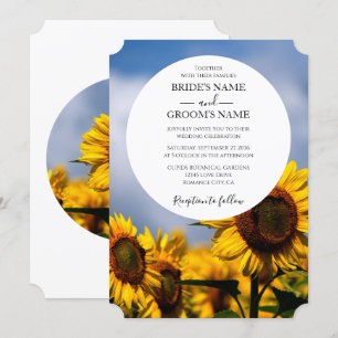Sunflower Blue Sky Rustic Wedding Invitations