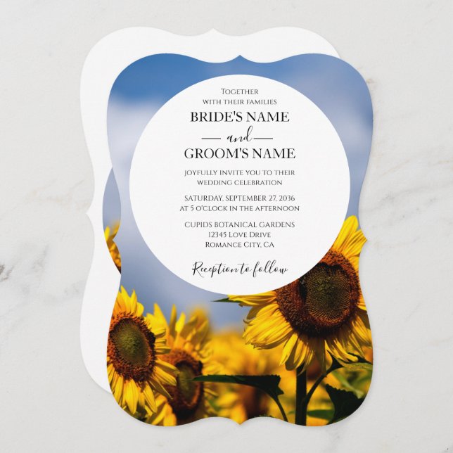 Sunflower Blue Sky Rustic Wedding Invitations (Front/Back)