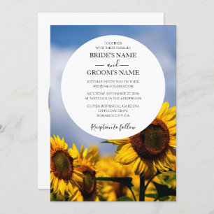 Sunflower Blue Sky Rustic Wedding Invitations