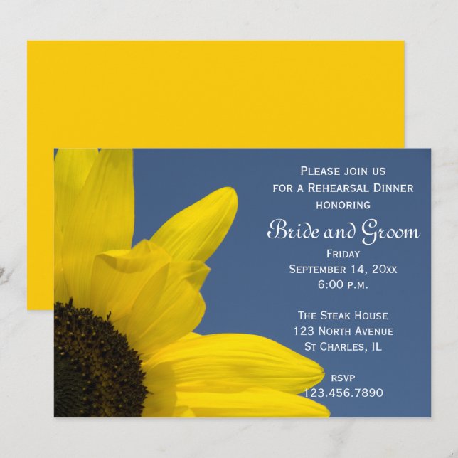 Sunflower Blue Sky Wedding Rehearsal Dinner Invite (Front/Back)