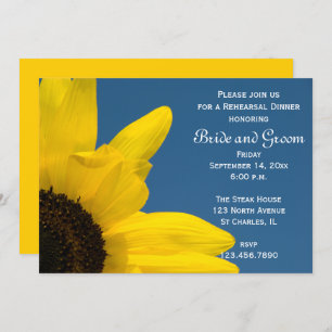 Sunflower Blue Sky Wedding Rehearsal Dinner Invite
