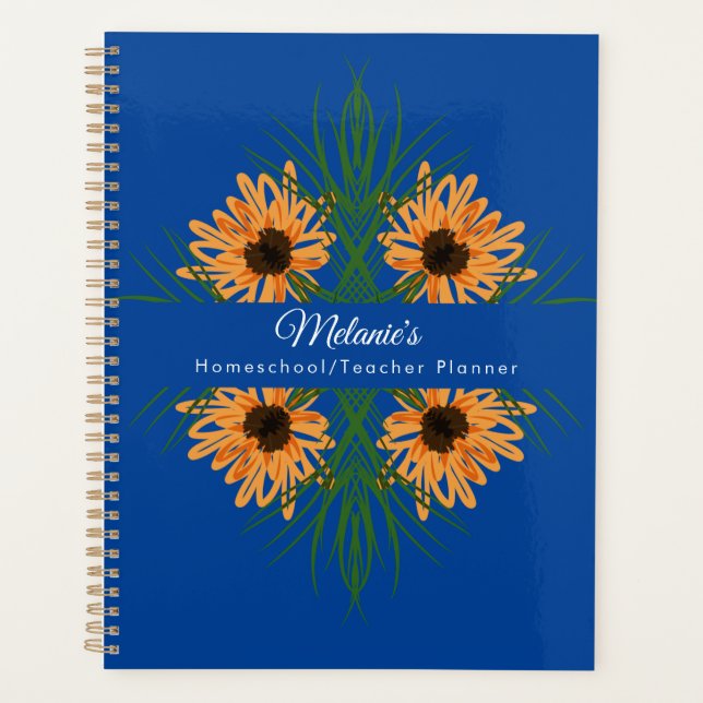 Sunflower Blue Teacher School Homeschool Planner (Front)