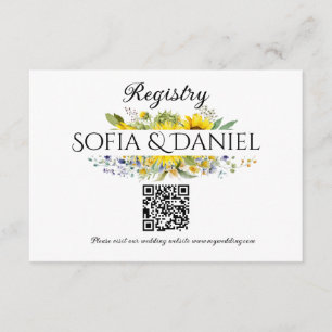 Sunflower blue wildflower wedding QR Enclosure Card