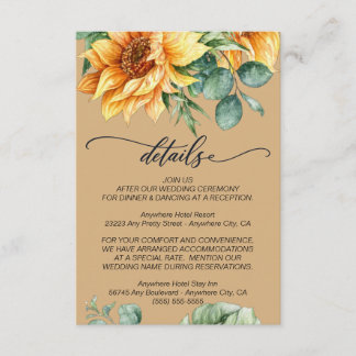 Sunflower Blush Wedding Details Enclosure Card