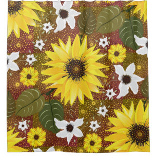 Sunflower Bohemian Floral Shower Curtain