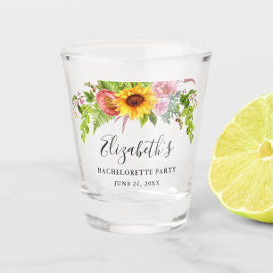 Sunflower Boho Floral Bachelorette Party Shot Glass