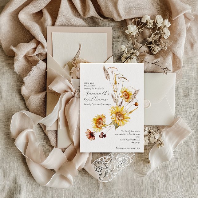 Sunflower Boho Rustic Elegant Bridal Shower Invitation (Creator Uploaded)