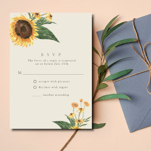 Sunflower Boho Wedding RSVP Card