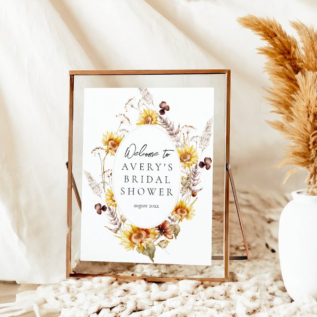 Sunflower Boho Wildflower Modern Bridal Shower Poster (Creator Uploaded)