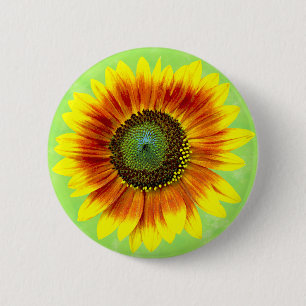 Sunflower Bold Floral Yellow and Green Flower 6 Cm Round Badge