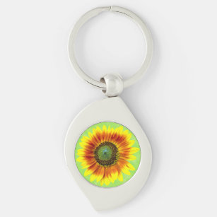 Sunflower Bold Floral Yellow and Green Flower Key Ring