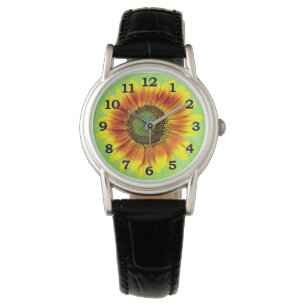 Sunflower Bold Floral Yellow and Green Flower Watch