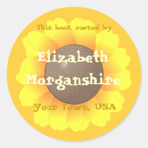 Sunflower Bookplate Classic Round Sticker