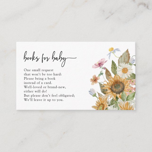 Sunflower Books For Baby Enclosure Card (Front)