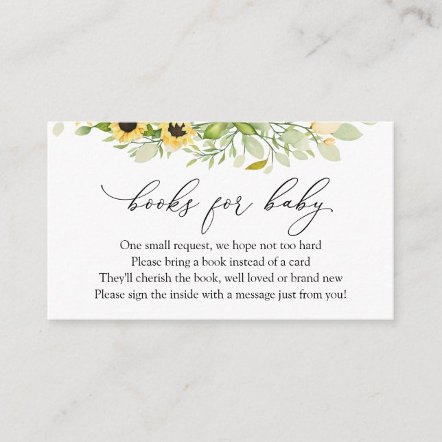 Sunflower Books for Baby Request Enclosure Card (Front)