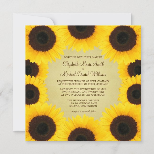 Sunflower Border Wedding Invitation (Front)