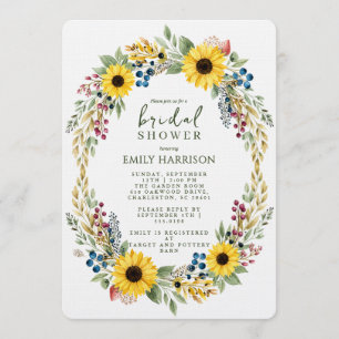 Sunflower Botanical Bridal Shower Invitation
