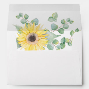 Sunflower Botanical Envelope, Watercolor Envelope