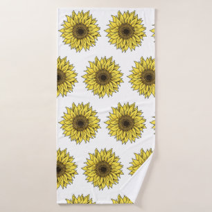 Sunflower, botanical, gift for women bath towel