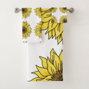 Sunflower, botanical, gift for women bath towel set