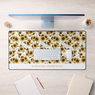 Sunflower Botanical Pattern Desk Mat