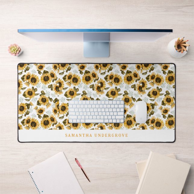Sunflower Botanical Pattern Desk Mat (Office 1)