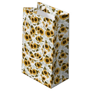 Sunflower Botanical Pattern Small Gift Bag