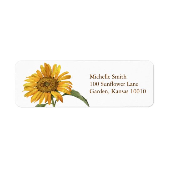 Sunflower Botanical Return Address Label