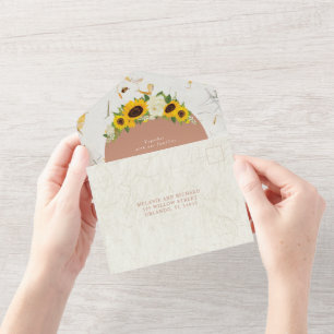Sunflower Botanical Wedding All In One Invitation