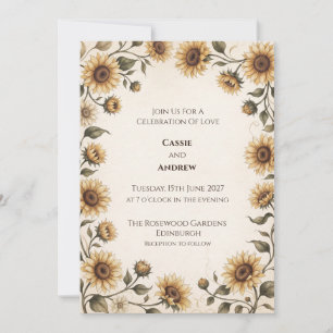 Sunflower Botanical Wedding Invitation