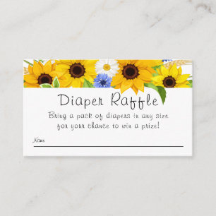 Sunflower Bouquet  Baby Shower Diaper Raffle Enclosure Card
