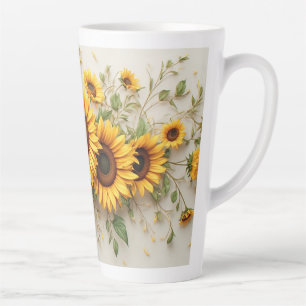 Sunflower Bouquet Botanical Art Latte Mug