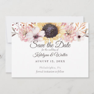 Sunflower Bouquet Elegant Country Save the Date Thank You Card
