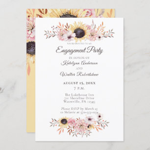 Sunflower Bouquet Engagement Party Invitation