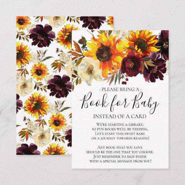 Sunflower Bouquet Floral Baby Shower Book for Baby Invitation (Front/Back)