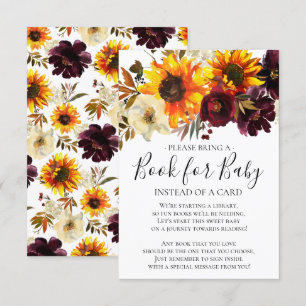 Sunflower Bouquet Floral Baby Shower Book for Baby Invitation