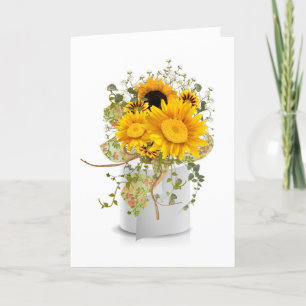 sunflower bouquet in toilet paper roll birthday card