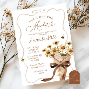 Sunflower Bouquet Off The Market Bridal Shower Invitation