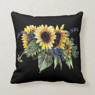 Sunflower Bouquet on Black Cushion