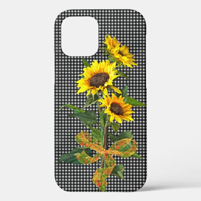 Sunflower Bouquet on Black Gingham Case-Mate iPhone Case (Back)