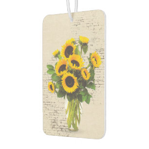 Sunflower Bouquet On Brick Car Air Freshener