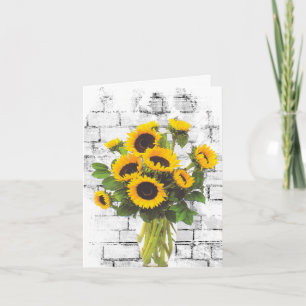 Sunflower Bouquet on Brick Wall  Card