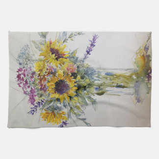 Sunflower bouquet tea towel