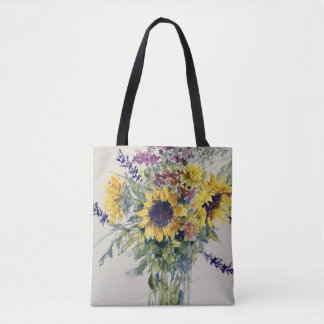 Sunflower bouquet tote bag