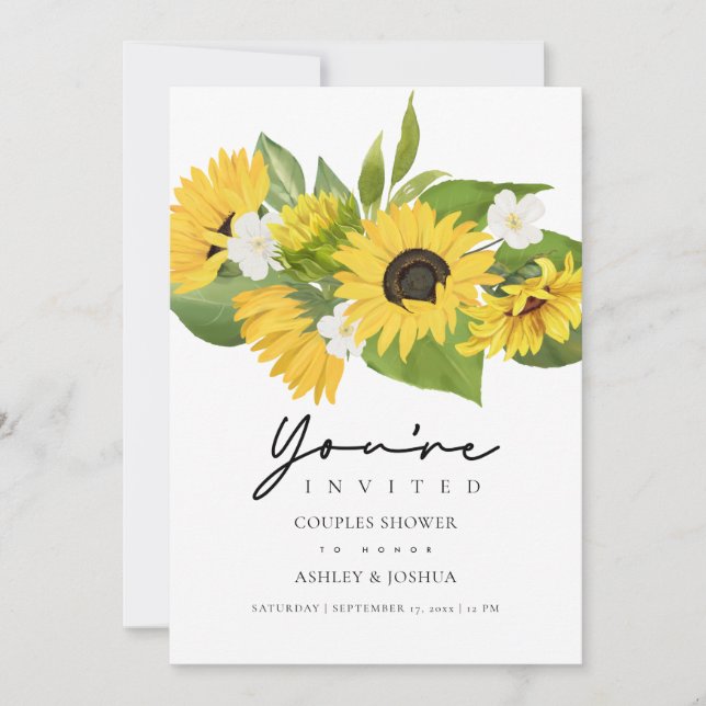 Sunflower Bouquet Wedding Couples Shower Invitation (Front)