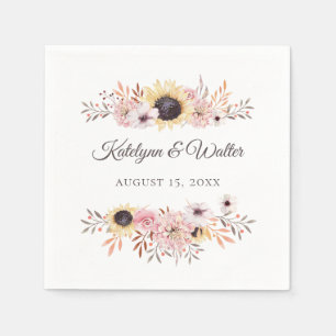 Sunflower Bouquet Wedding Custom Napkins